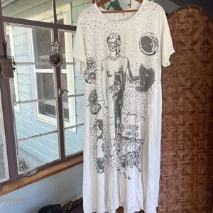 RARE Magnolia Pearl frida Kahlo Screen Print t-shirt dress